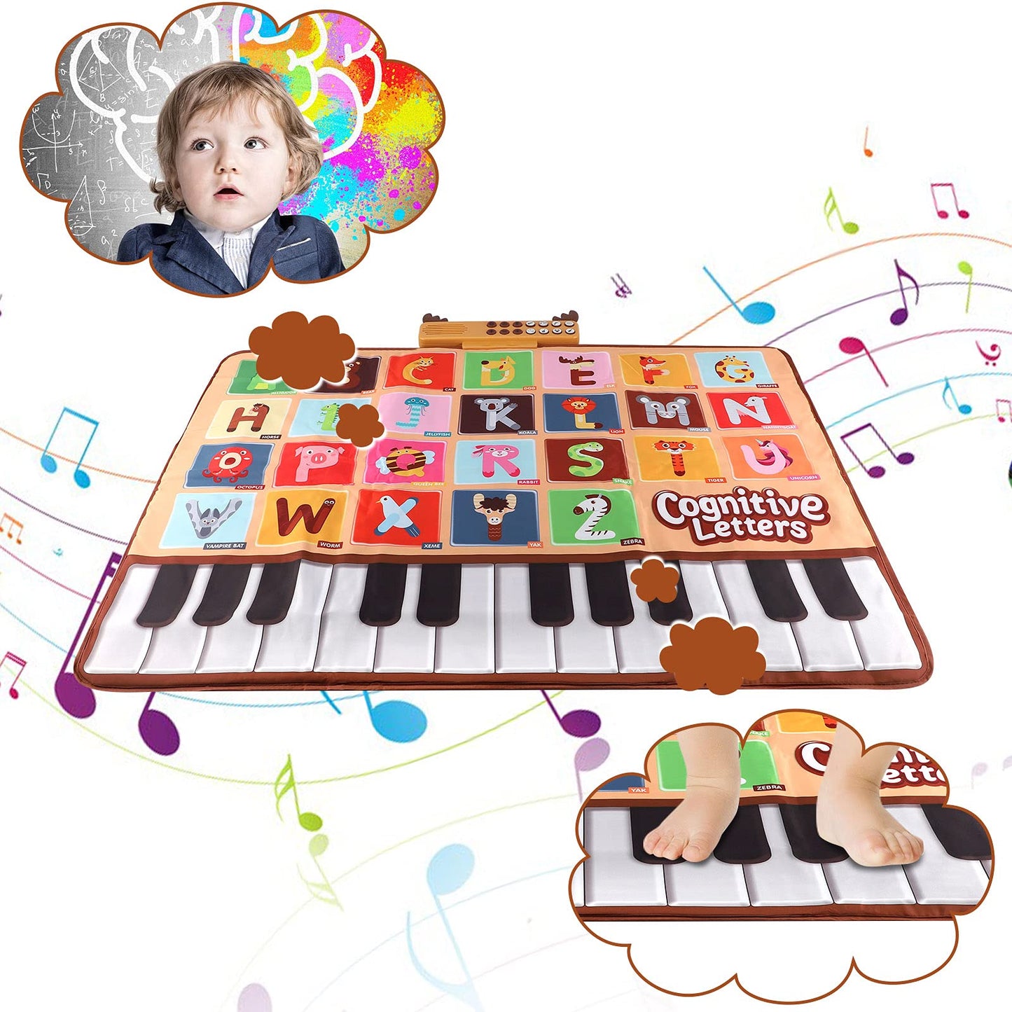 Bluejay Baby Piano Mat – 26 Letters, 14 Instruments, Toddler Musical Learning Toy (1–3 Years)