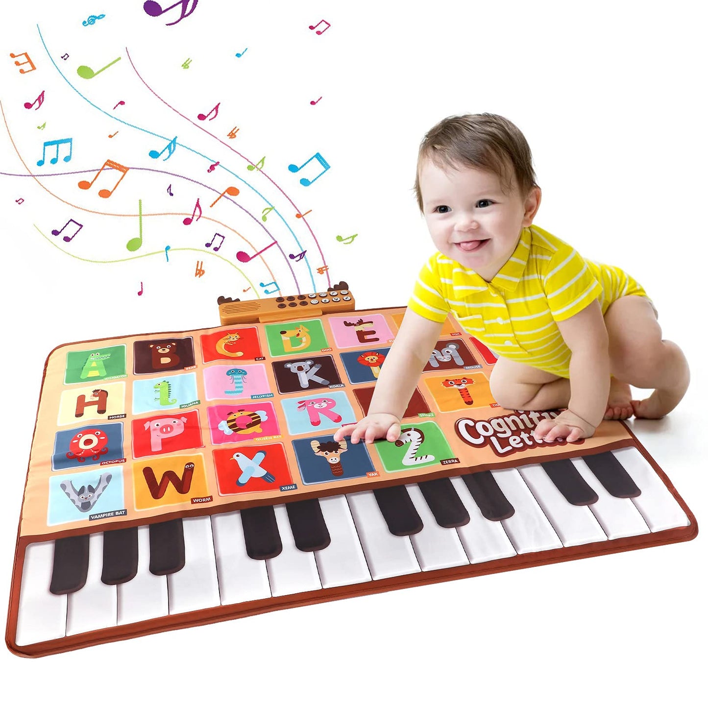 Bluejay Baby Piano Mat – 26 Letters, 14 Instruments, Toddler Musical Learning Toy (1–3 Years)