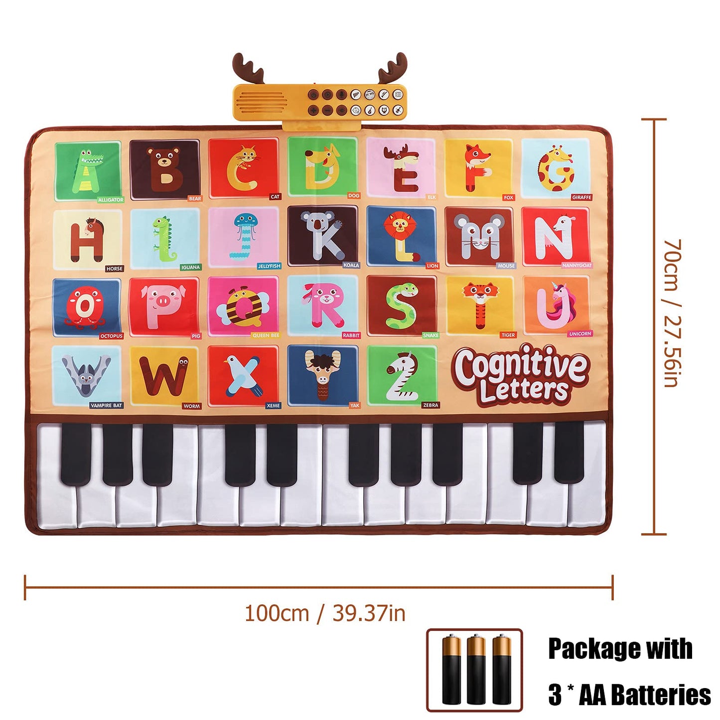 Bluejay Baby Piano Mat – 26 Letters, 14 Instruments, Toddler Musical Learning Toy (1–3 Years)