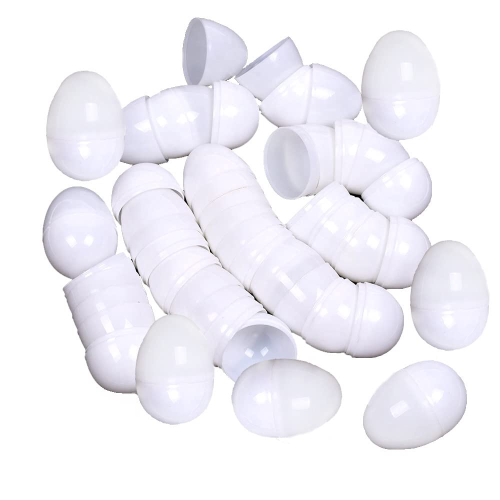 BlueMart 30pc White Blank Detachable Easter Eggs - 2-3/8in DIY Painting Kit