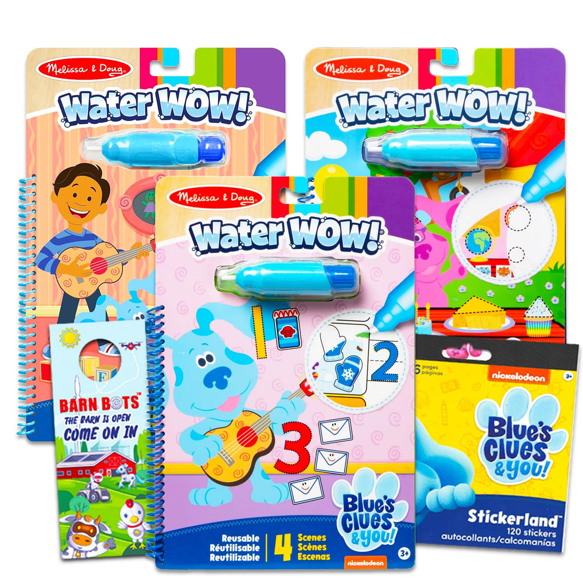 Blue's Clues Water Wow Activity Book Set - 3 Reusable, Mess-Free Books