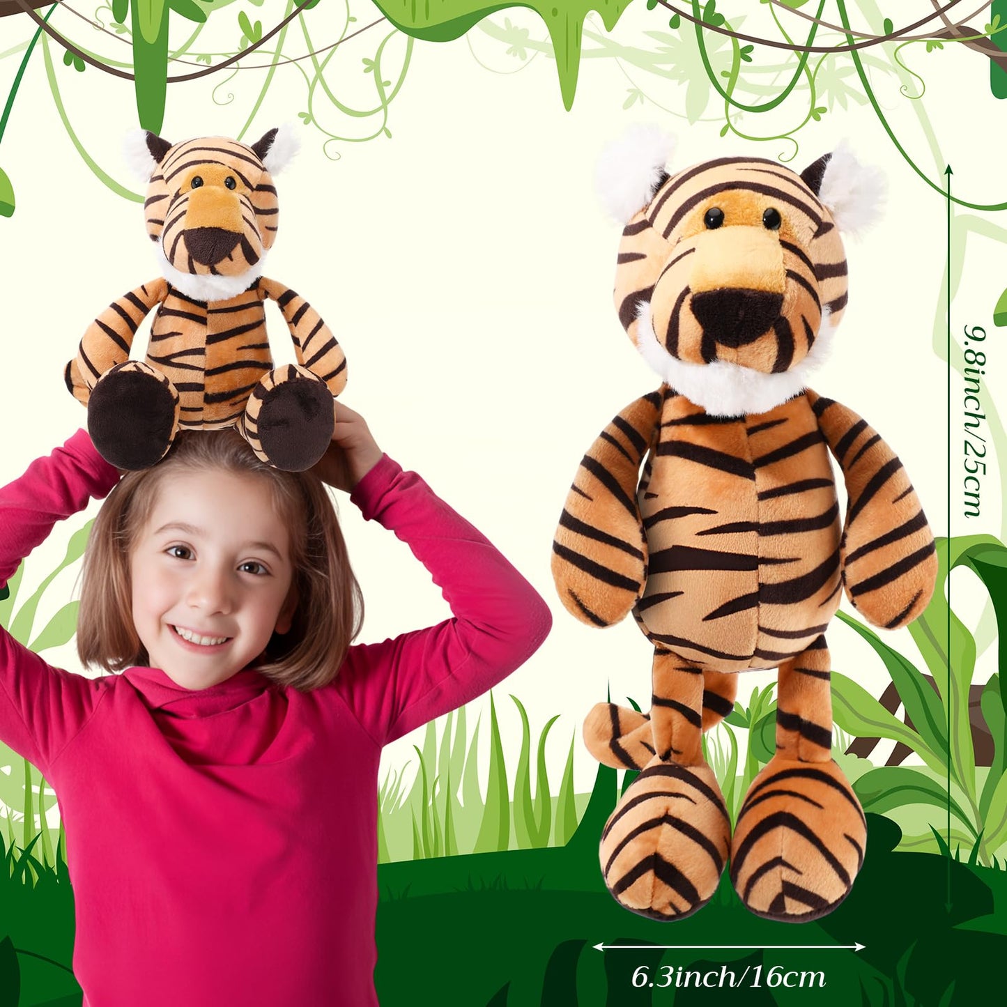 Blueweenly 12 Pcs Tigers Stuffed Animals Set — 9.8-Inch Plush Tigers for Kids