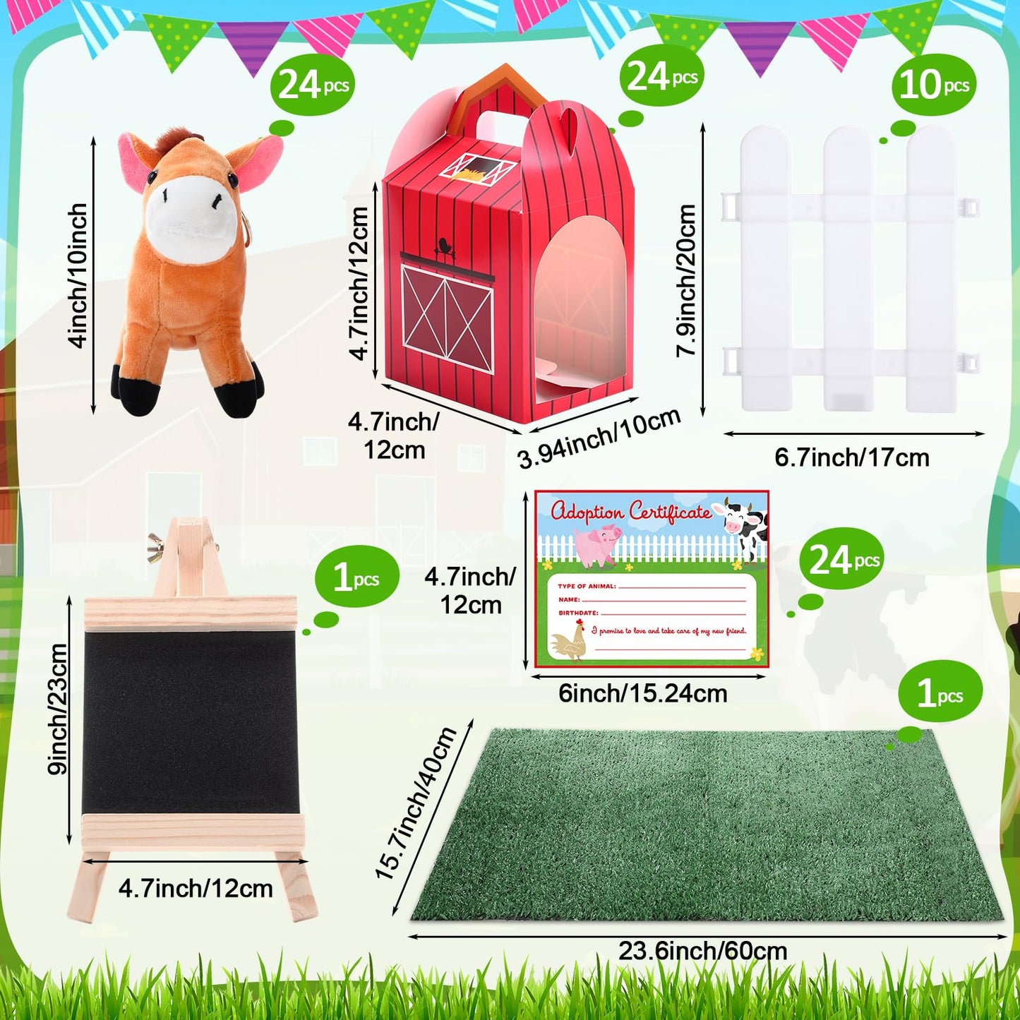 Blueweenly 84 Pcs Adopt a Pet Party Favors Set – 24 Mini Animals, Boxes, Fences & Lawn