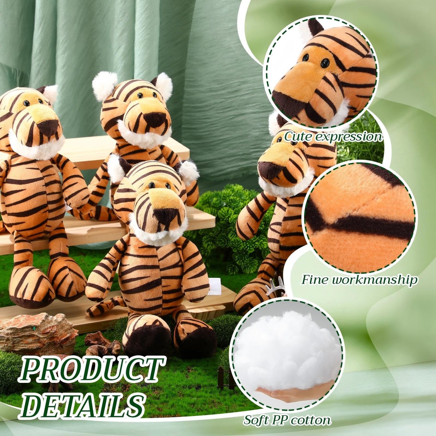 Blueweenly 12 Pcs Tigers Stuffed Animals Set — 9.8-Inch Plush Tigers for Kids