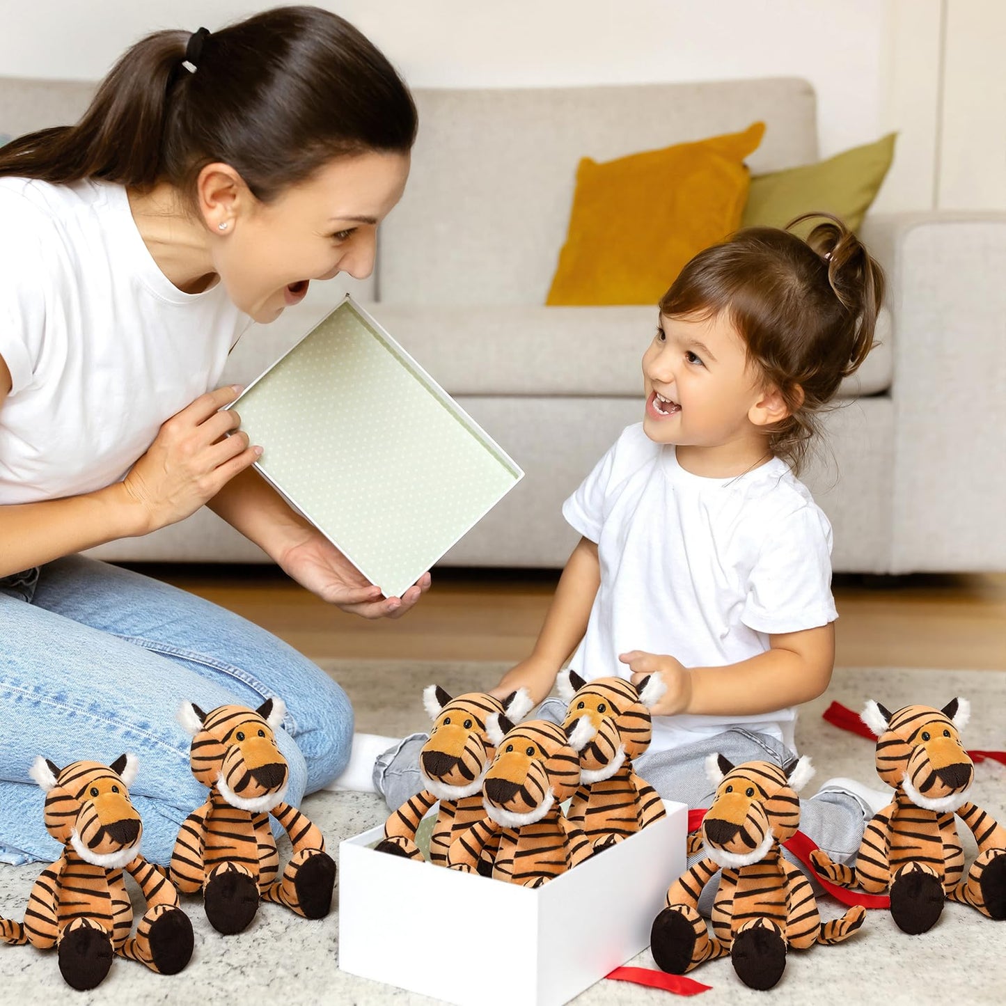 Blueweenly 12 Pcs Tigers Stuffed Animals Set — 9.8-Inch Plush Tigers for Kids