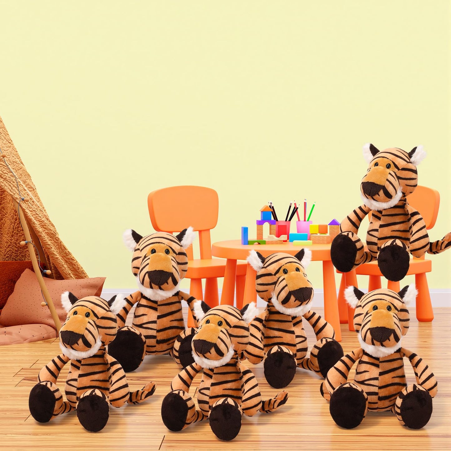 Blueweenly 12 Pcs Tigers Stuffed Animals Set — 9.8-Inch Plush Tigers for Kids