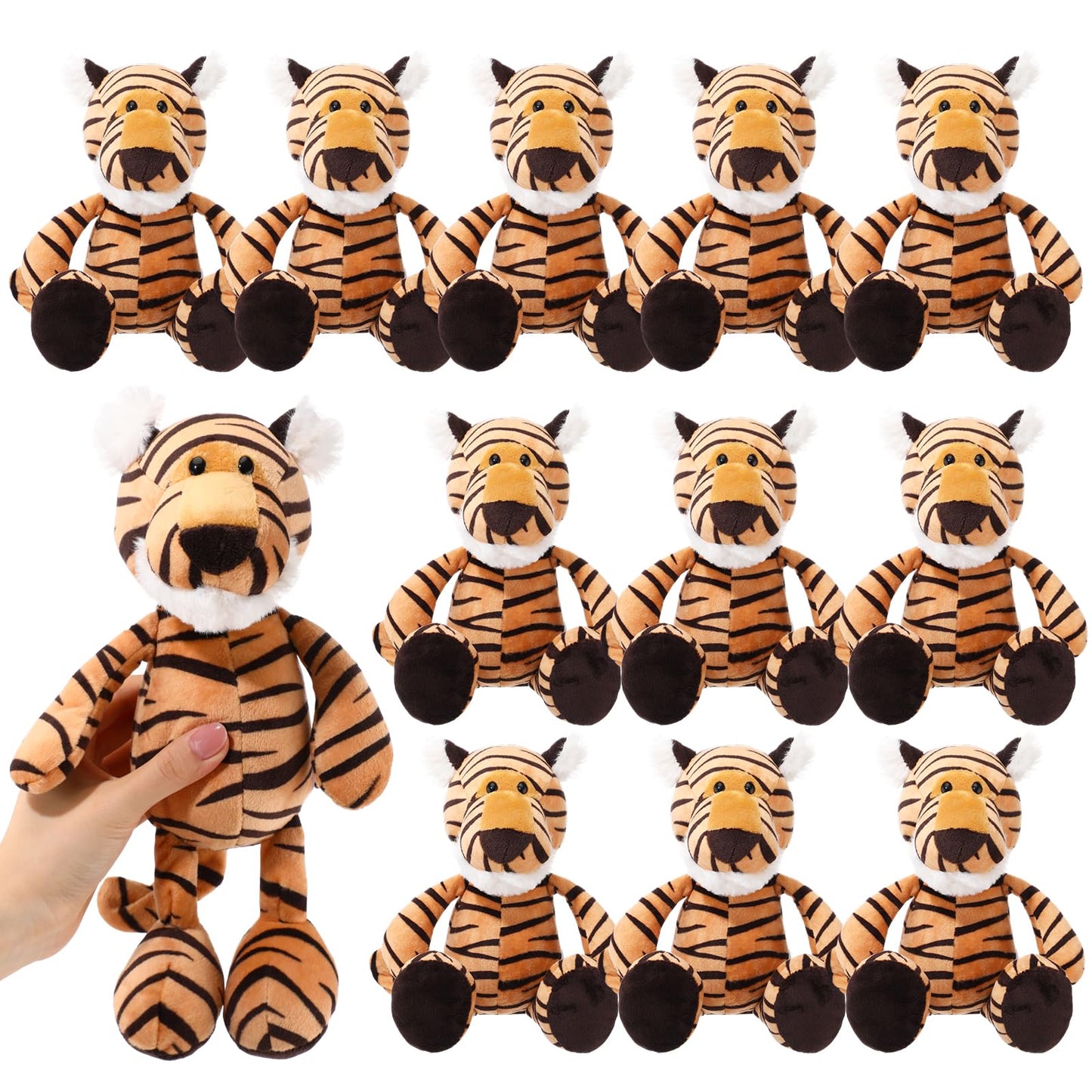 Blueweenly 12 Pcs Tigers Stuffed Animals Set — 9.8-Inch Plush Tigers for Kids