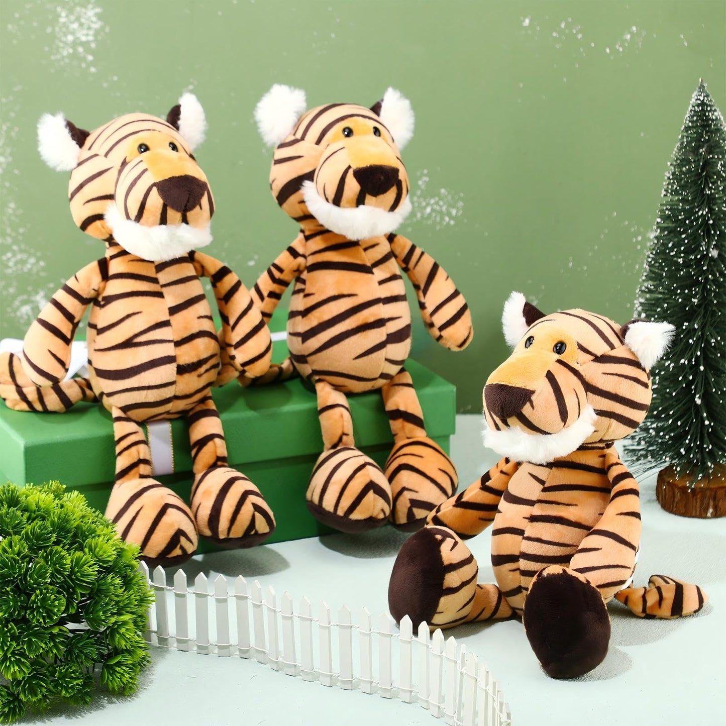 Blueweenly 12 Pcs Tigers Stuffed Animals Set — 9.8-Inch Plush Tigers for Kids