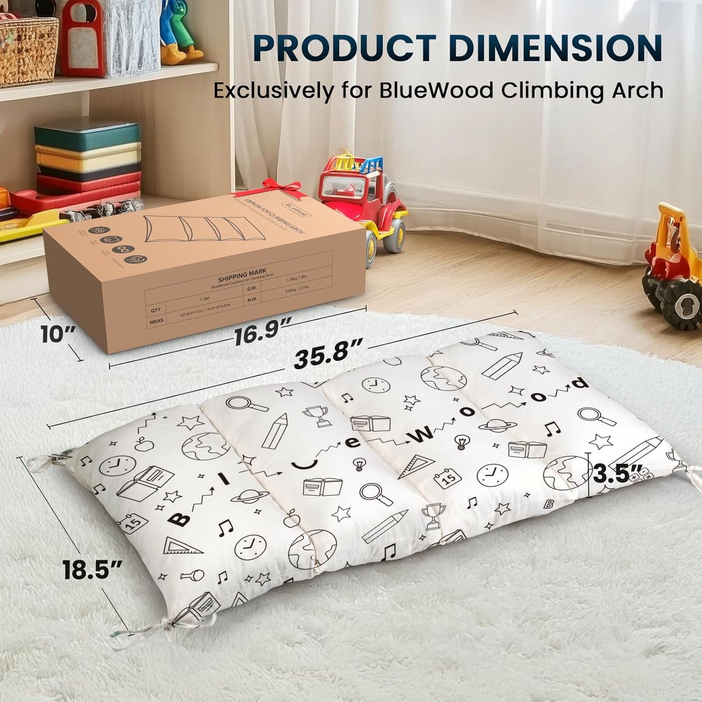 BlueWood Cushion for Climbing Arch – Montessori Pikler Pillow, Anti-Slip, Multi-Functional Kids Cushion