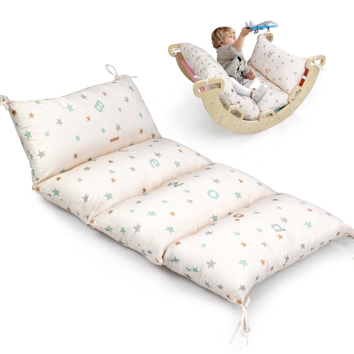 BlueWood Cushion for Climbing Arch – Soft, Non-Slip Pikler Pillow for Kids (Pearl)