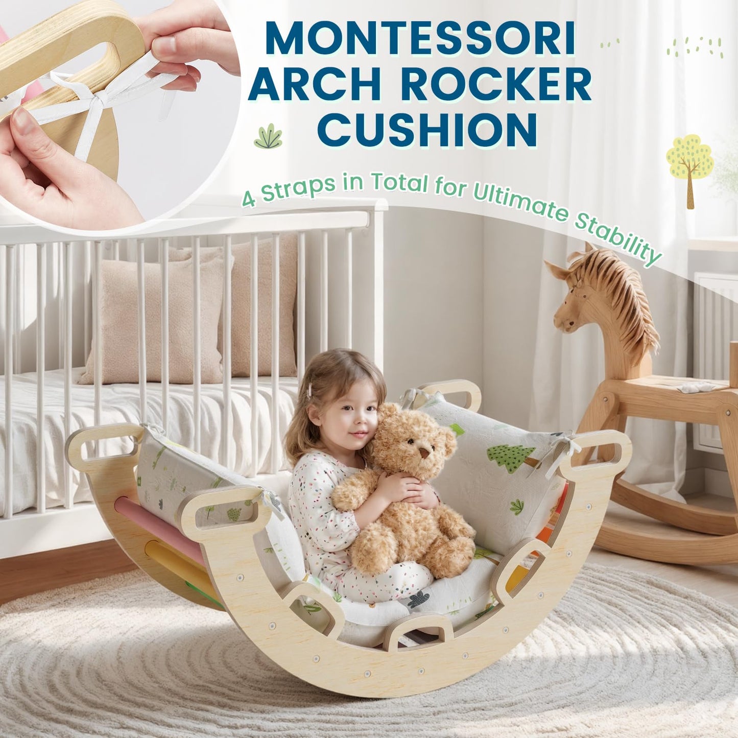 BlueWood Cushion for Climbing Arch — Soft Montessori Pikler Pillow (Forest)