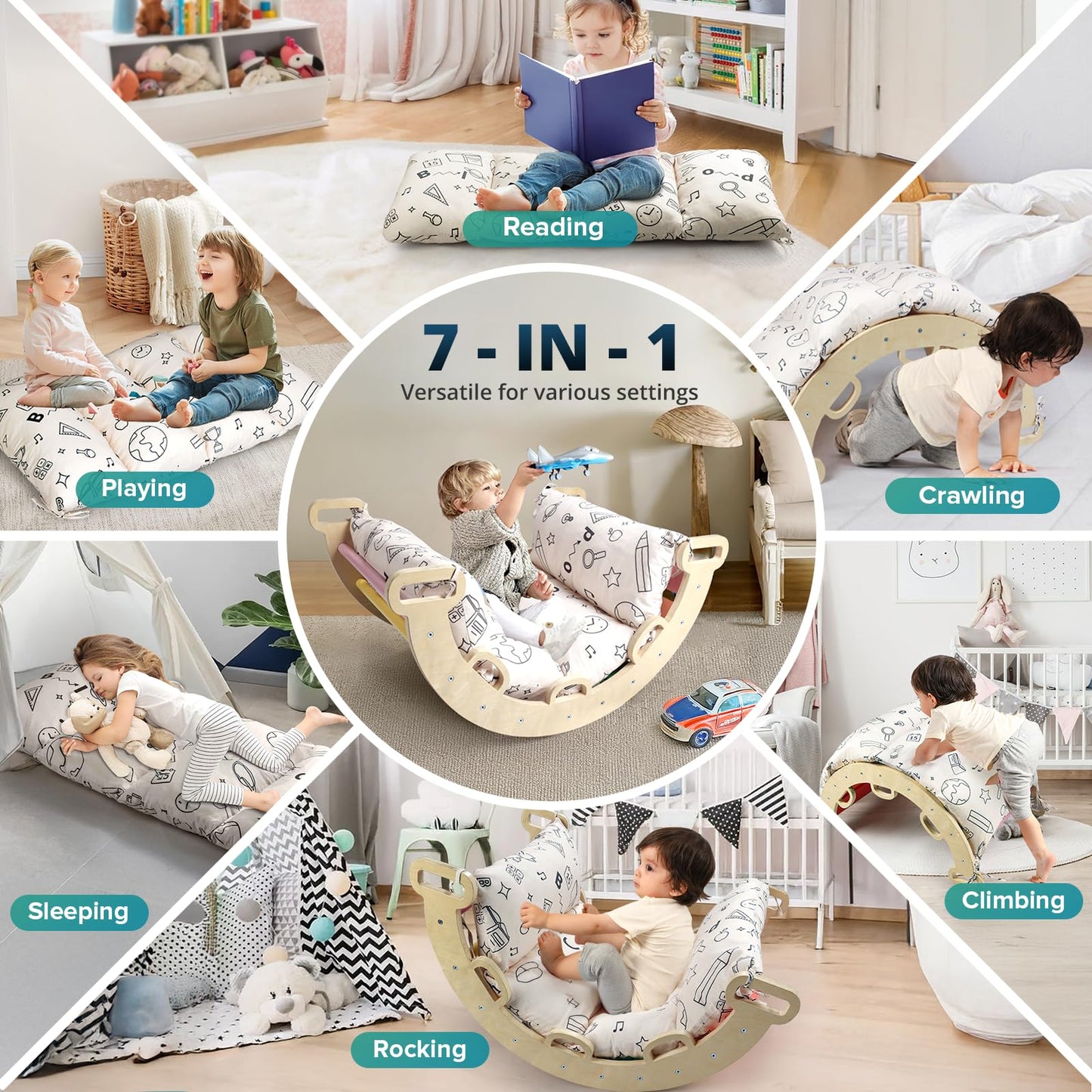 BlueWood Cushion for Climbing Arch – Montessori Pikler Pillow, Anti-Slip, Multi-Functional Kids Cushion