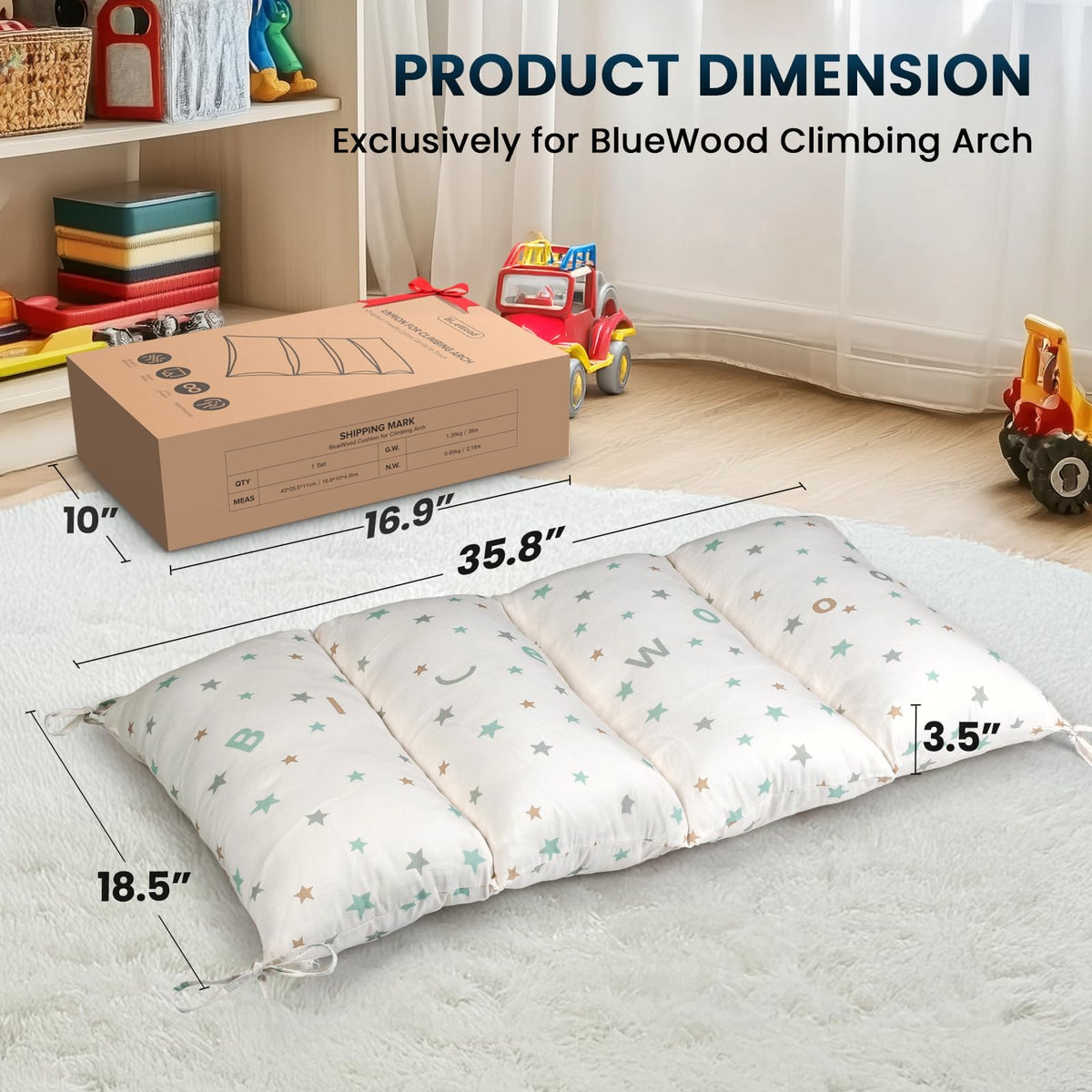 BlueWood Cushion for Climbing Arch – Soft, Non-Slip Pikler Pillow for Kids (Pearl)