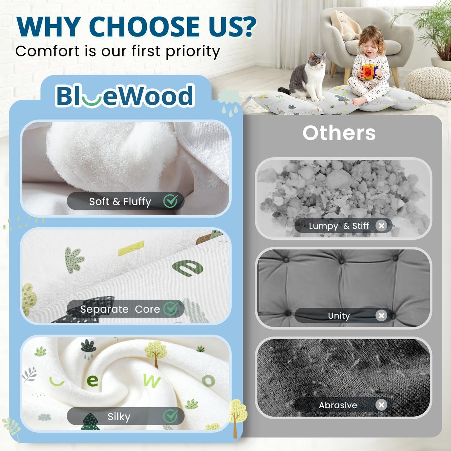 BlueWood Cushion for Climbing Arch — Soft Montessori Pikler Pillow (Forest)