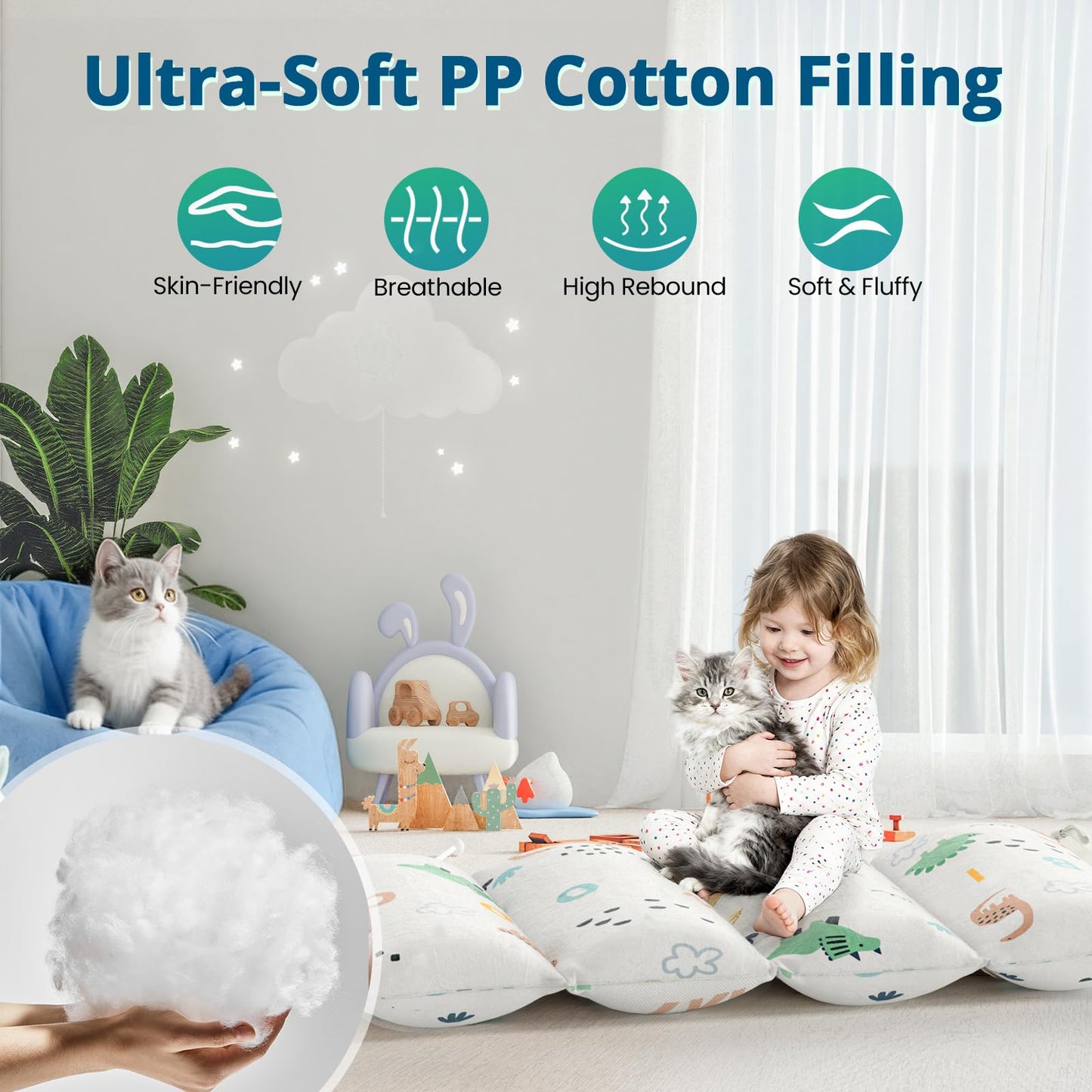 BlueWood Dinosaur Pikler Cushion for Climbing Arch — Soft, Non-Slip Montessori Pillow for Kids
