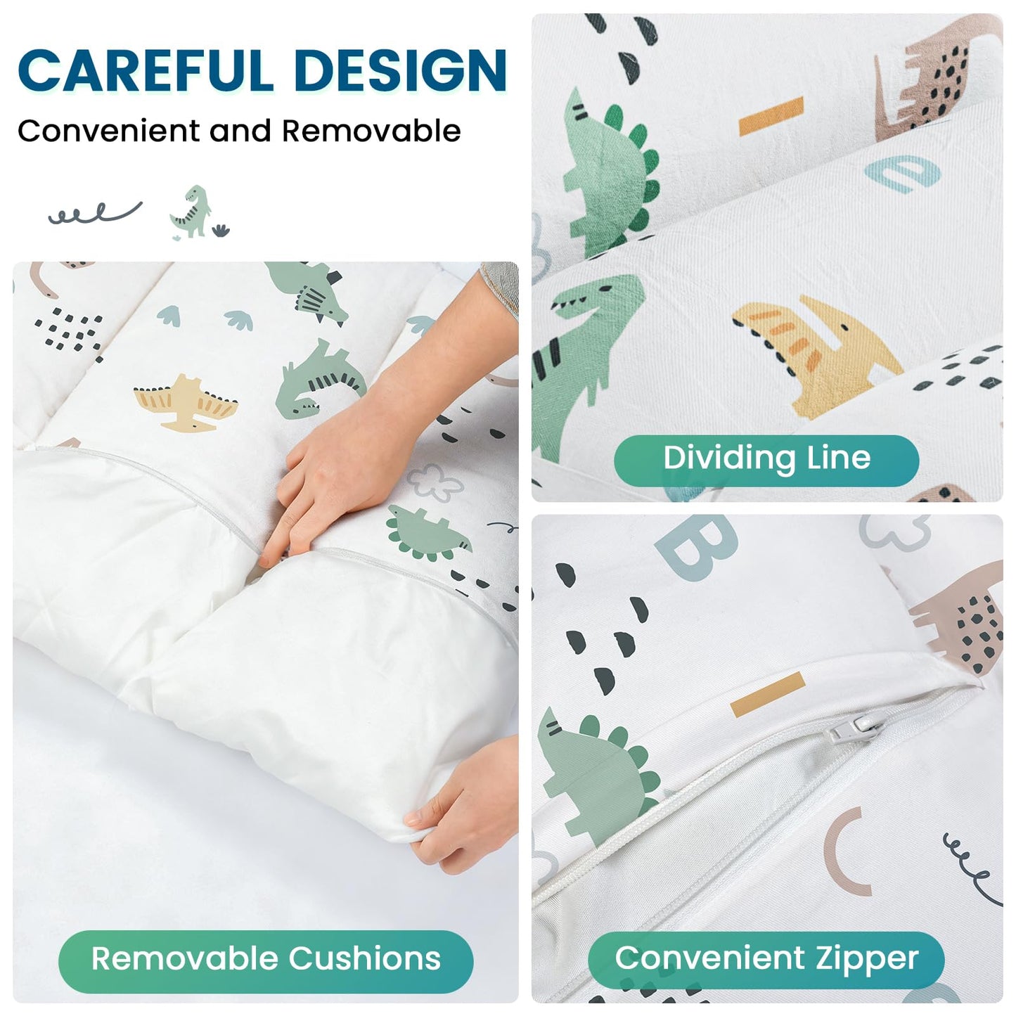 BlueWood Dinosaur Pikler Cushion for Climbing Arch — Soft, Non-Slip Montessori Pillow for Kids