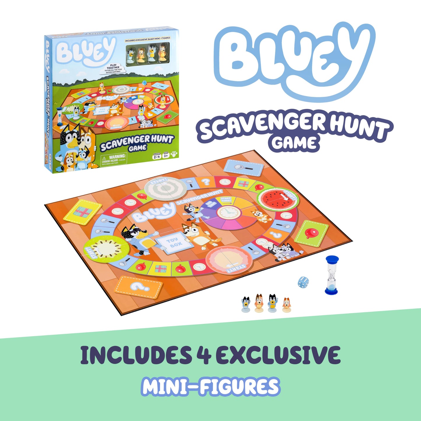 Bluey Scavenger Hunt Board Game | Cooperative Play with Exclusive Mini-Figures