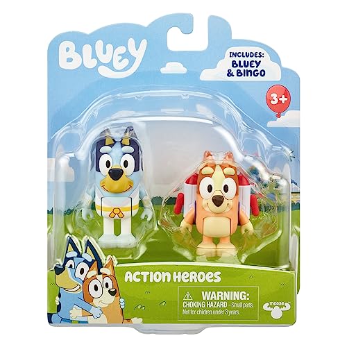 Bluey Action Heroes 2-Pack: Articulated Karate Bluey & Jet Pack Bingo Figures