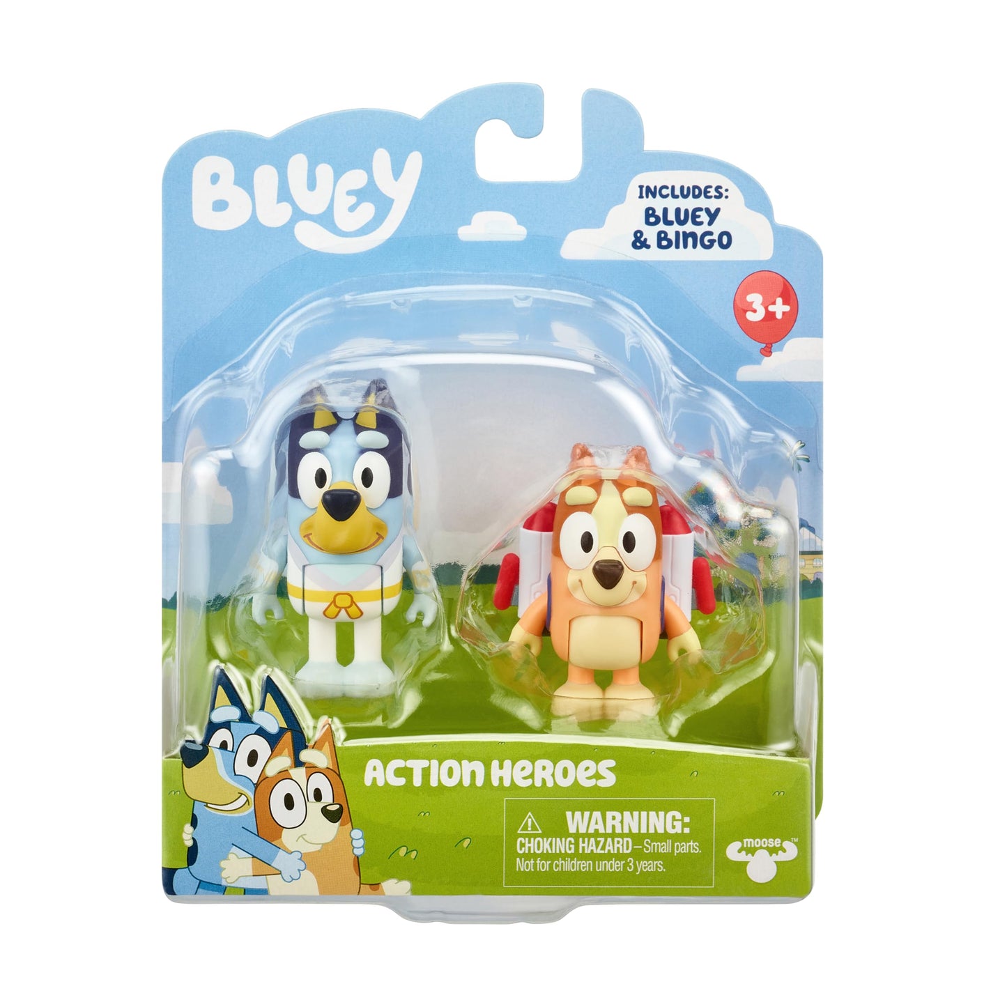 Bluey Action Heroes 2-Pack: Articulated Karate Bluey & Jet Pack Bingo Figures