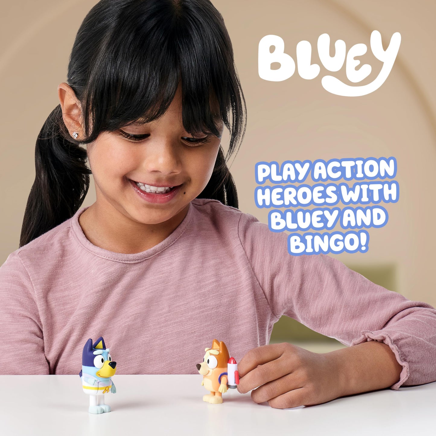 Bluey Action Heroes 2-Pack: Articulated Karate Bluey & Jet Pack Bingo Figures