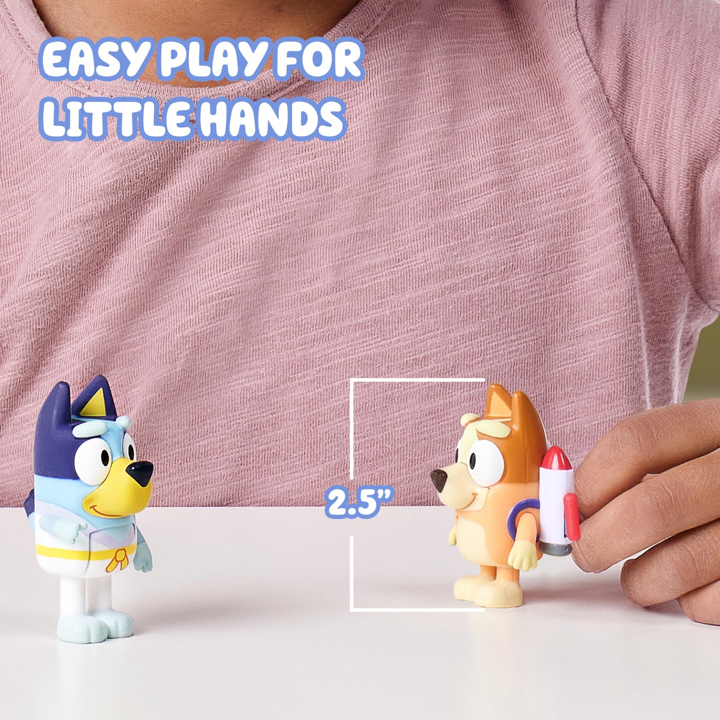 Bluey Action Heroes 2-Pack: Articulated Karate Bluey & Jet Pack Bingo Figures