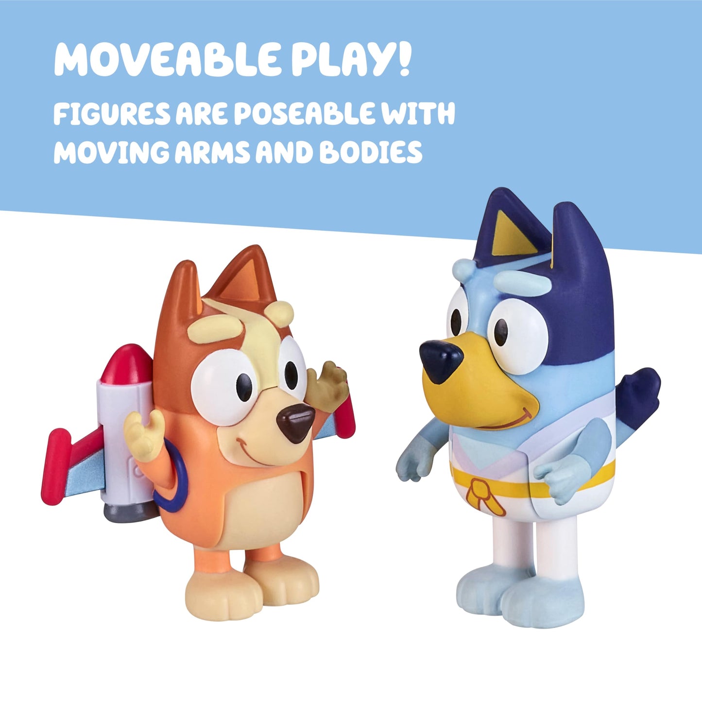 Bluey Action Heroes 2-Pack: Articulated Karate Bluey & Jet Pack Bingo Figures