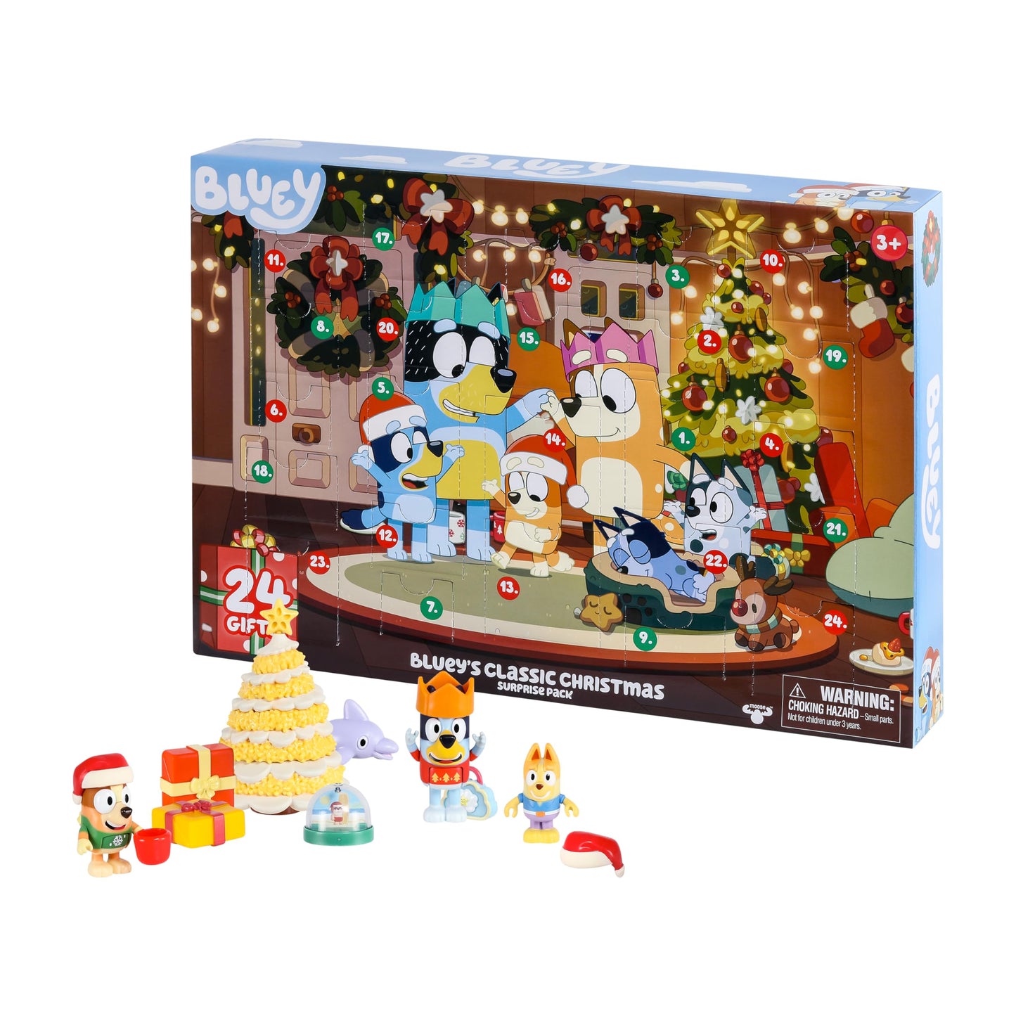 Bluey Advent Calendar Pack – 24 Surprises for Kids 2025 (Figures, Accessories, Mini Christmas Tree)