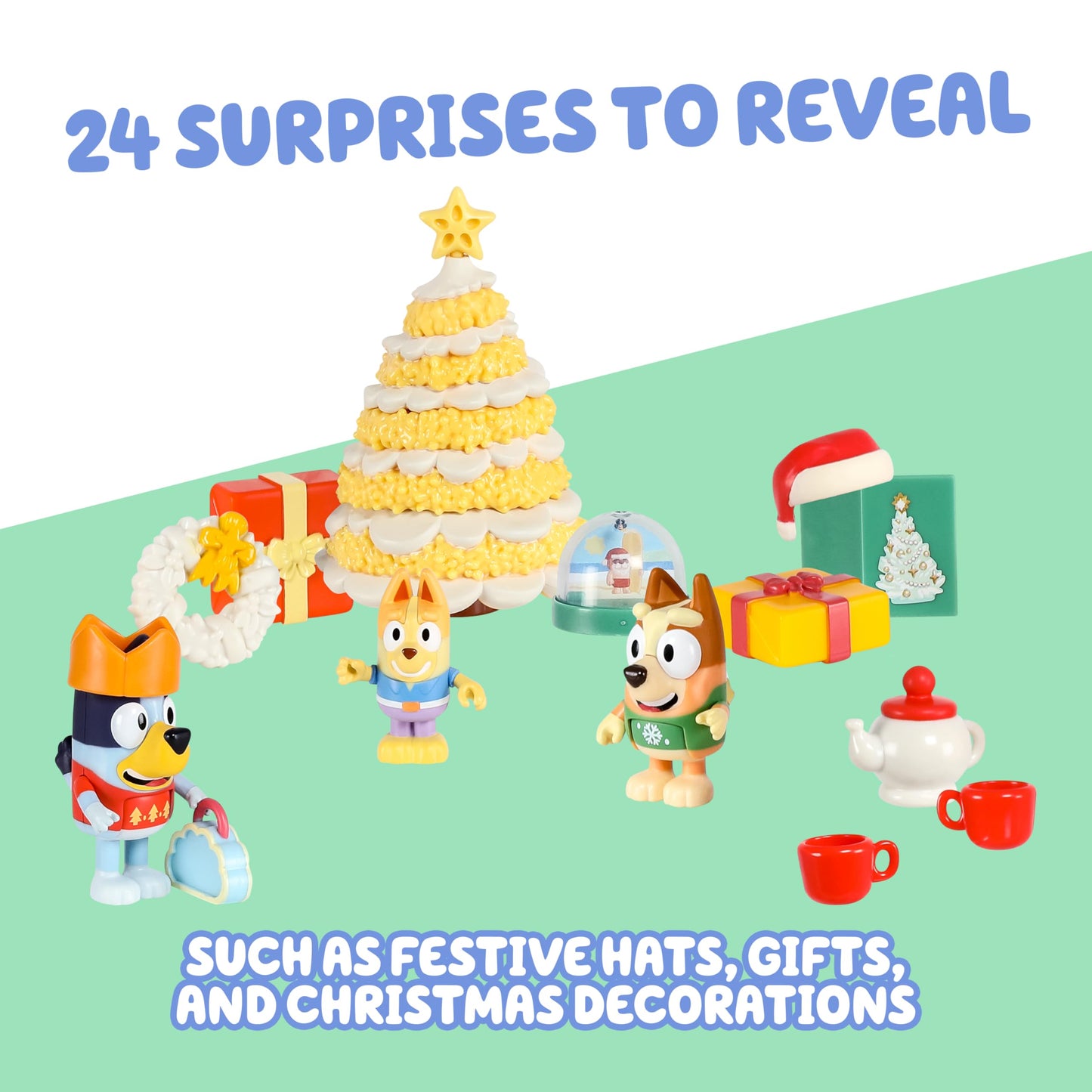 Bluey Advent Calendar Pack – 24 Surprises for Kids 2025 (Figures, Accessories, Mini Christmas Tree)