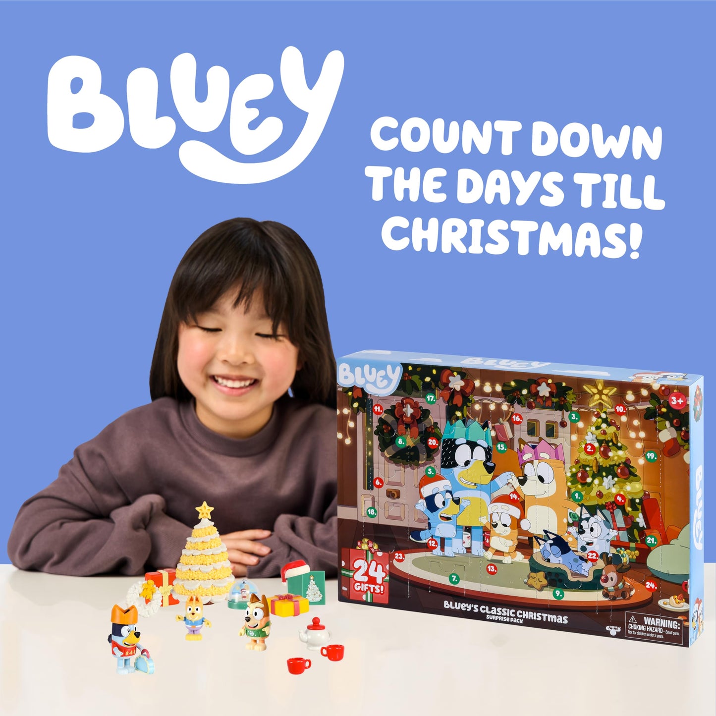 Bluey Advent Calendar Pack – 24 Surprises for Kids 2025 (Figures, Accessories, Mini Christmas Tree)