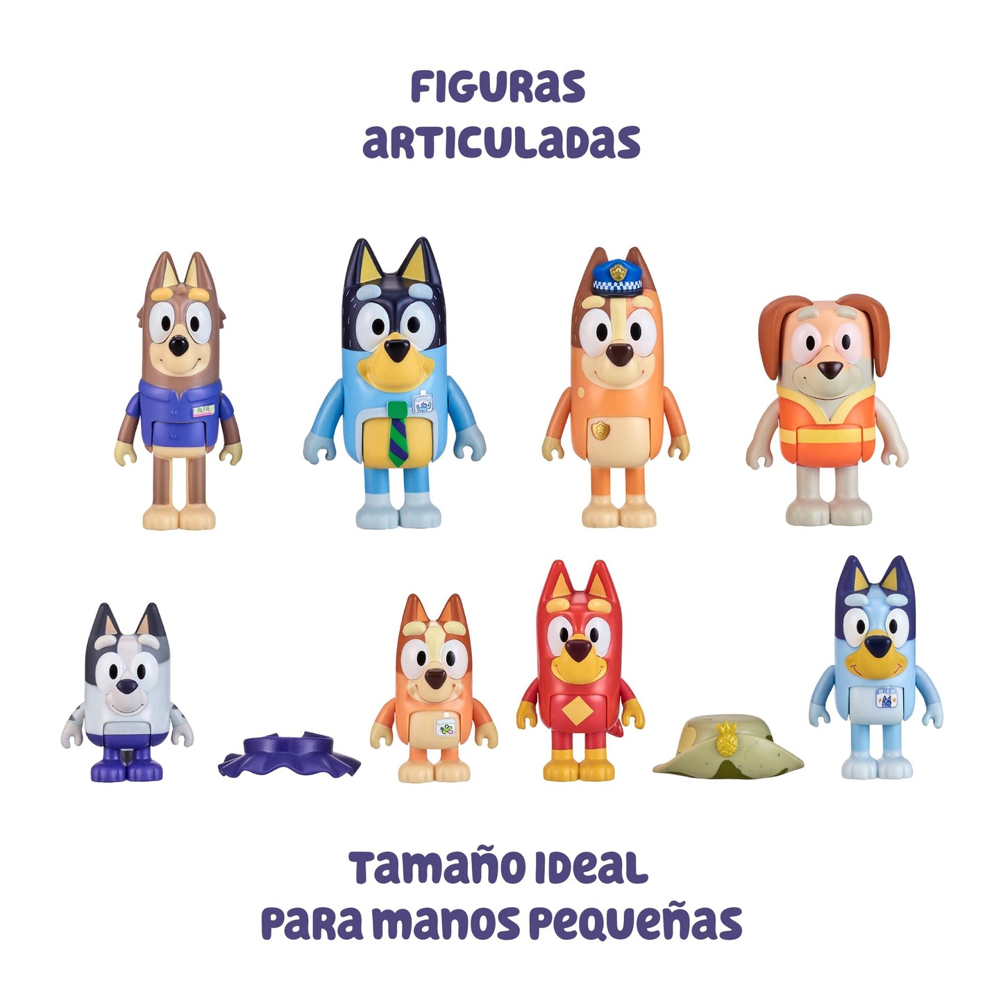Bluey Adventure Figures Pack (8-Pack) – Articulated Figures for Kids | BLY73000