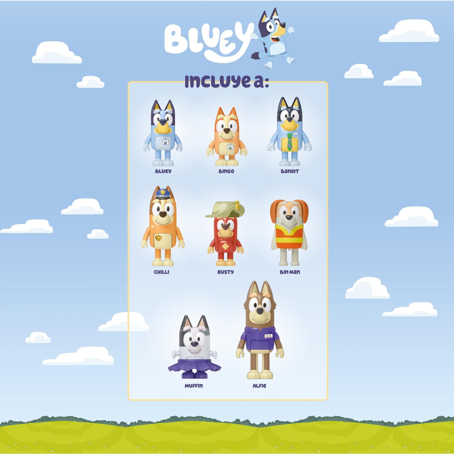 Bluey Adventure Figures Pack (8-Pack) – Articulated Figures for Kids | BLY73000