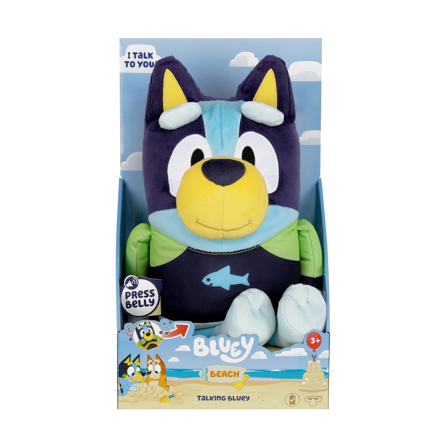 Bluey Beach Edition Talking Plush – 13” Singing Toy with 9 Phrases for Kids