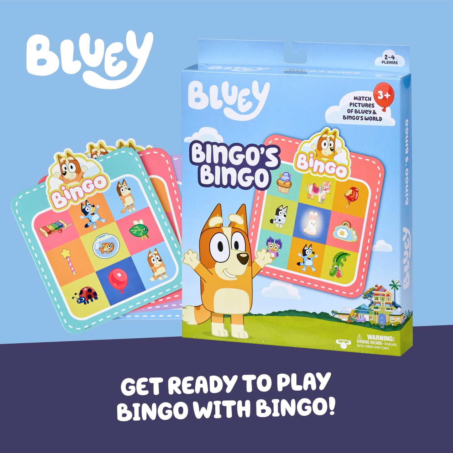 Bluey Bingo’s Bingo Card Game — Kids Image Matching with 40 Cards, 48 Chips & 12 Scoring Chips