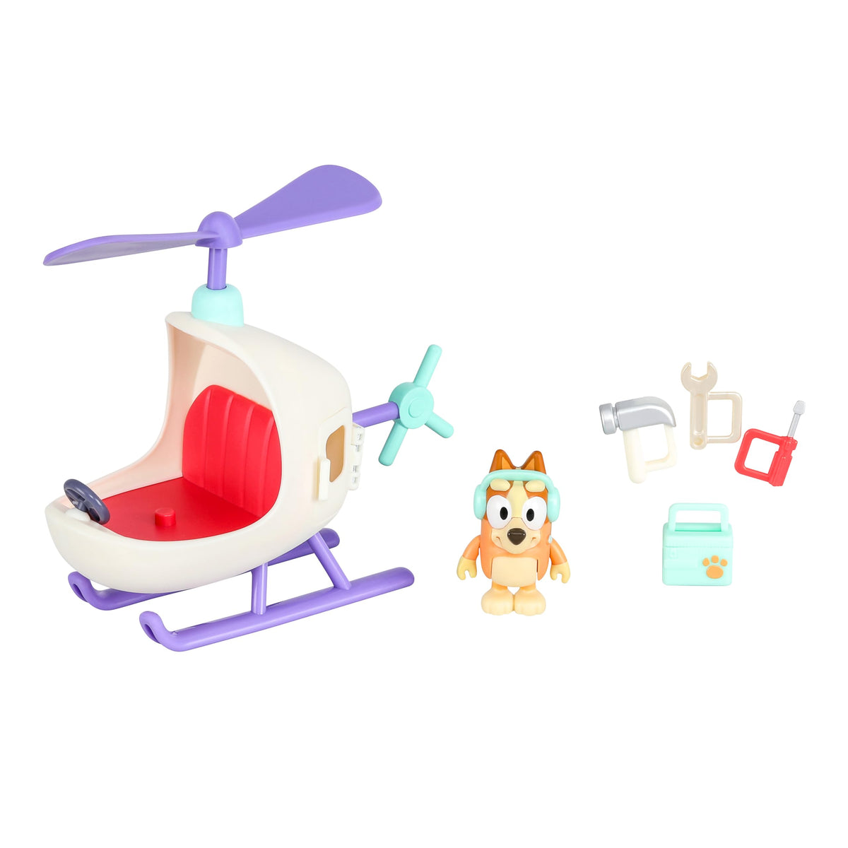 Bluey Bingo's Toy Helicopter Playset – Bingo Figurine & Accessory Toolkit | Vehicle Toys for Kids 3+