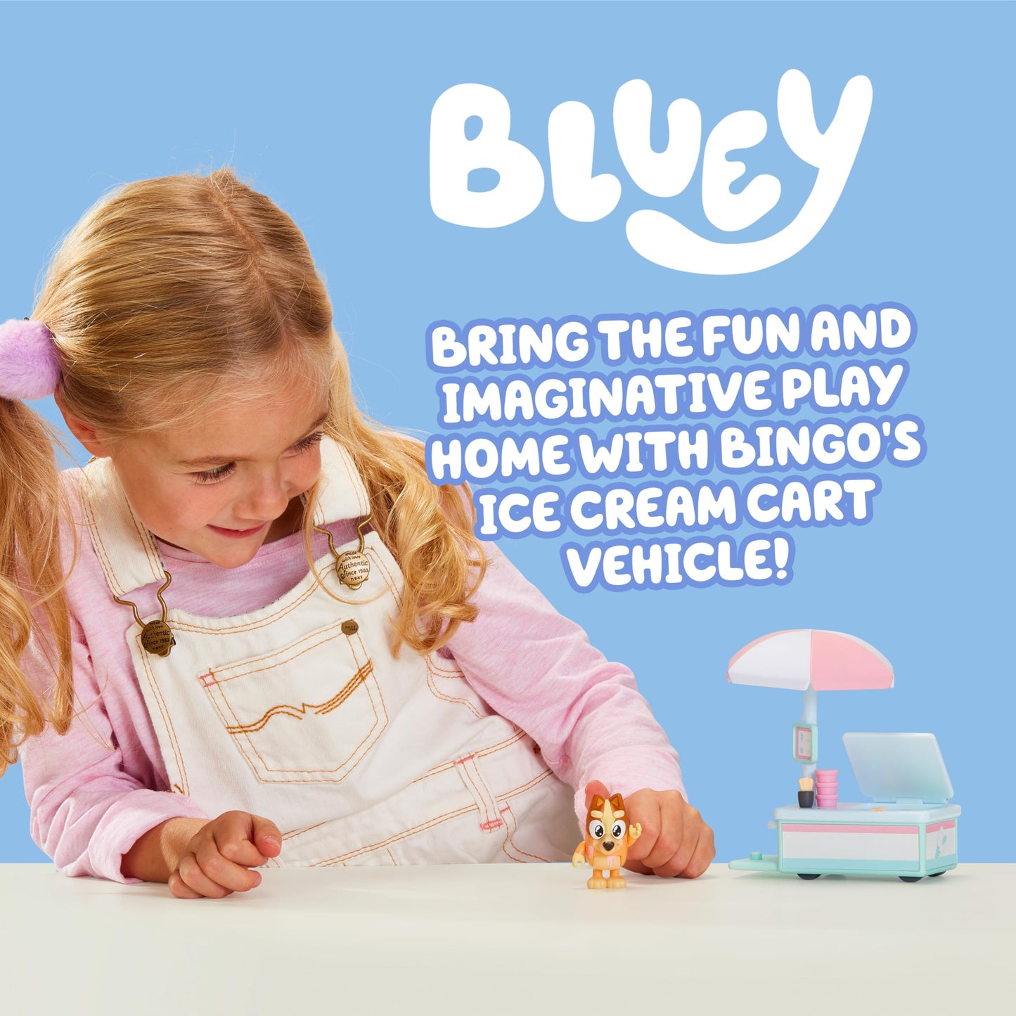 Bluey Vehicle & Figures Ice Cream Cart Playset – Portable Ice Cream Truck with 2.5-Inch Bingo Figure