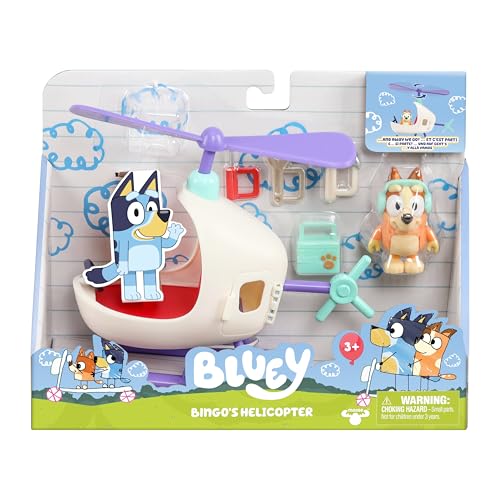 Bluey Bingo's Toy Helicopter Playset – Bingo Figurine & Accessory Toolkit | Vehicle Toys for Kids 3+