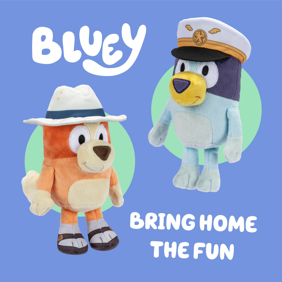 Bluey Plush Duo: 16-23” Bluey & Bingo Stuffed Animals Pack | Soft Captain & Holiday Plush Toys for Kids 3+