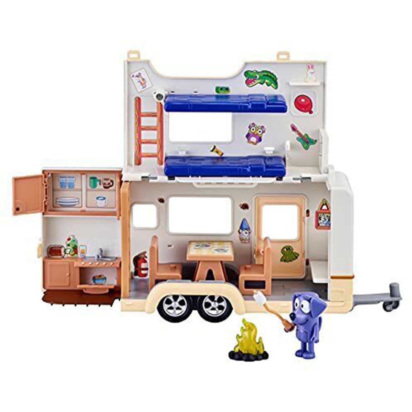 Bluey Caravan Adventure Playset with 2.5-inch Jean Luc Figure – Multicolor