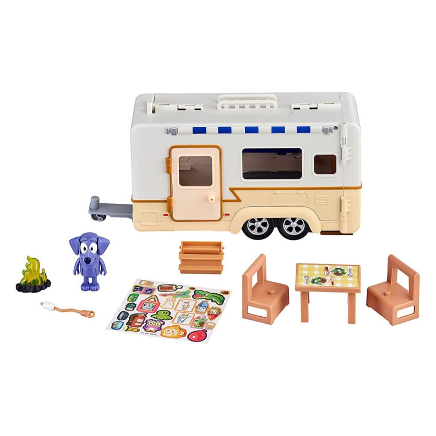 Bluey Caravan Adventure Playset with 2.5-inch Jean Luc Figure – Multicolor