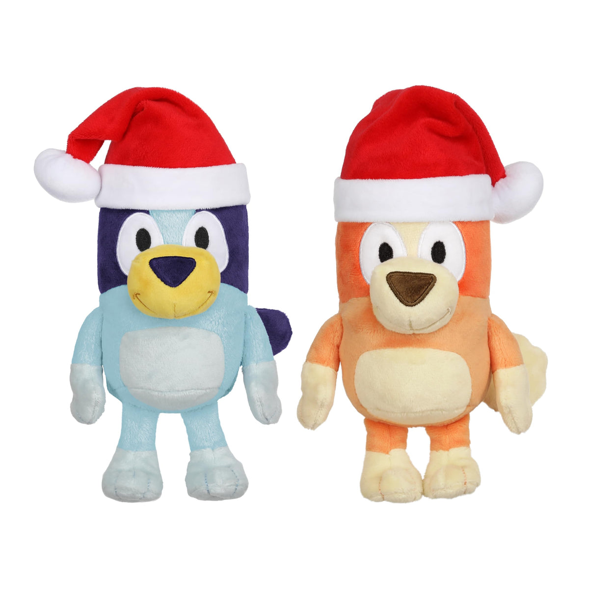 Bluey Toddler Plush Toys Pack of 2 – 7-8 Inches, Soft Christmas Plushes with Santa Hats