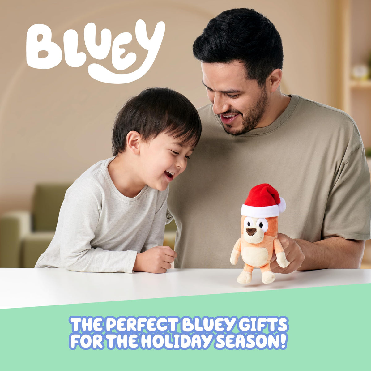 Bluey Toddler Plush Toys Pack of 2 – 7-8 Inches, Soft Christmas Plushes with Santa Hats