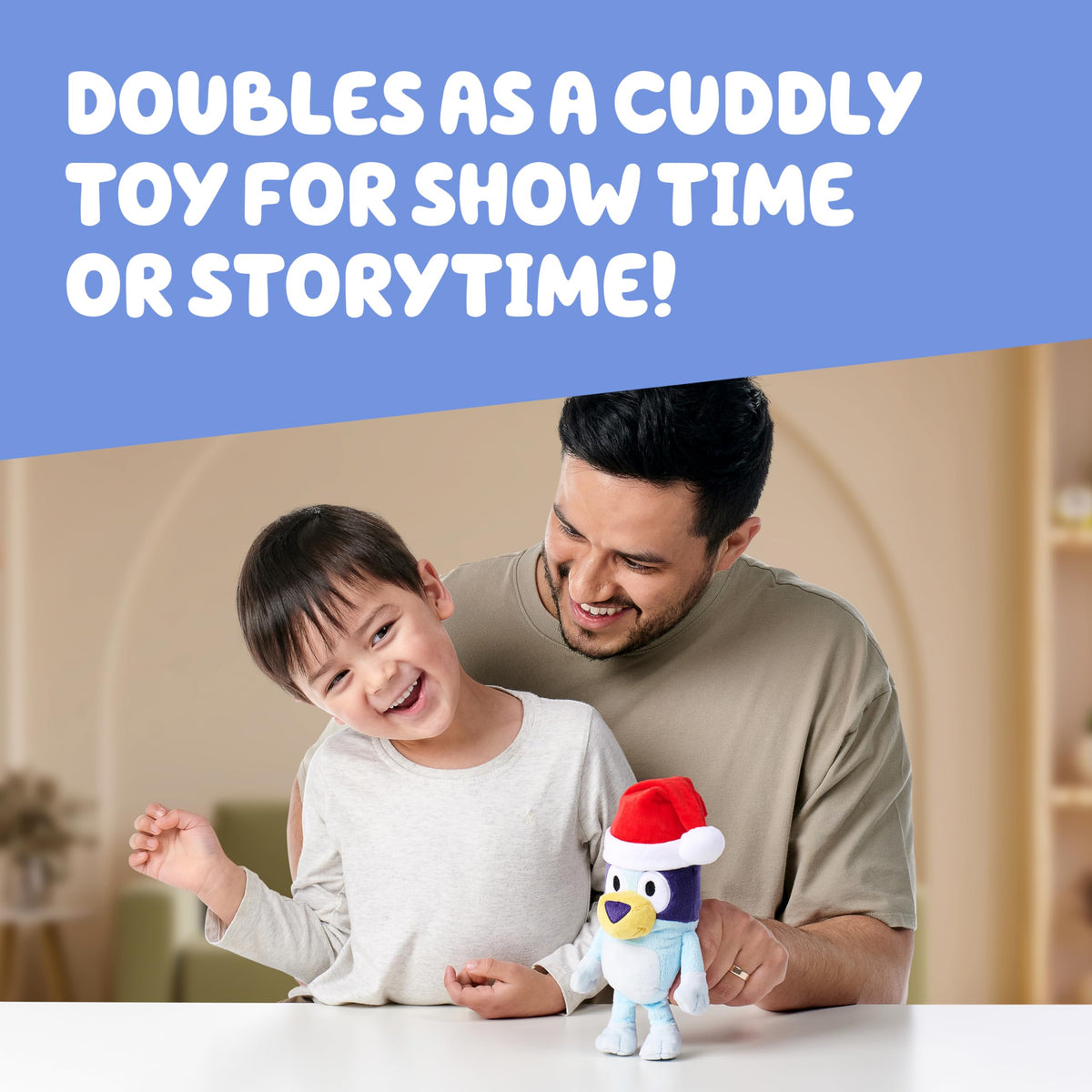 Bluey Toddler Plush Toys Pack of 2 – 7-8 Inches, Soft Christmas Plushes with Santa Hats