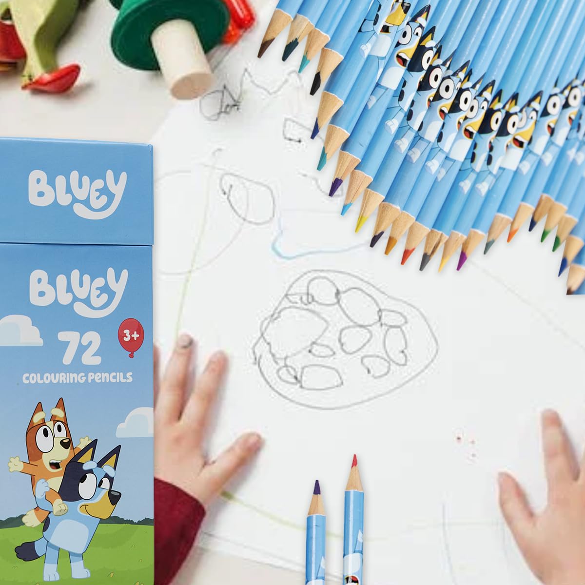 Bluey Colouring Pencils for Kids – 72-Colour Set in Storage Box | Ages 3+