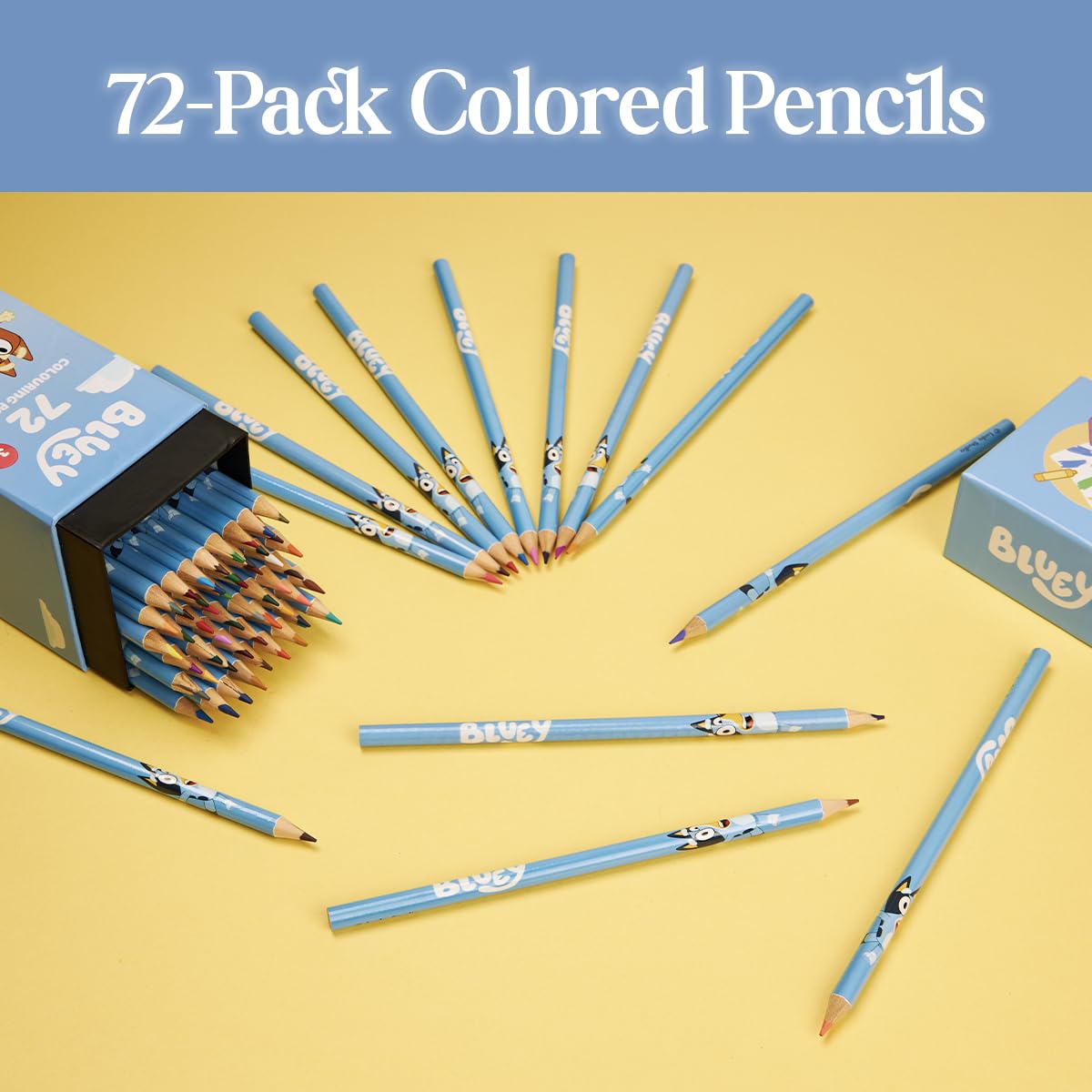 Bluey Colouring Pencils for Kids – 72-Colour Set in Storage Box | Ages 3+