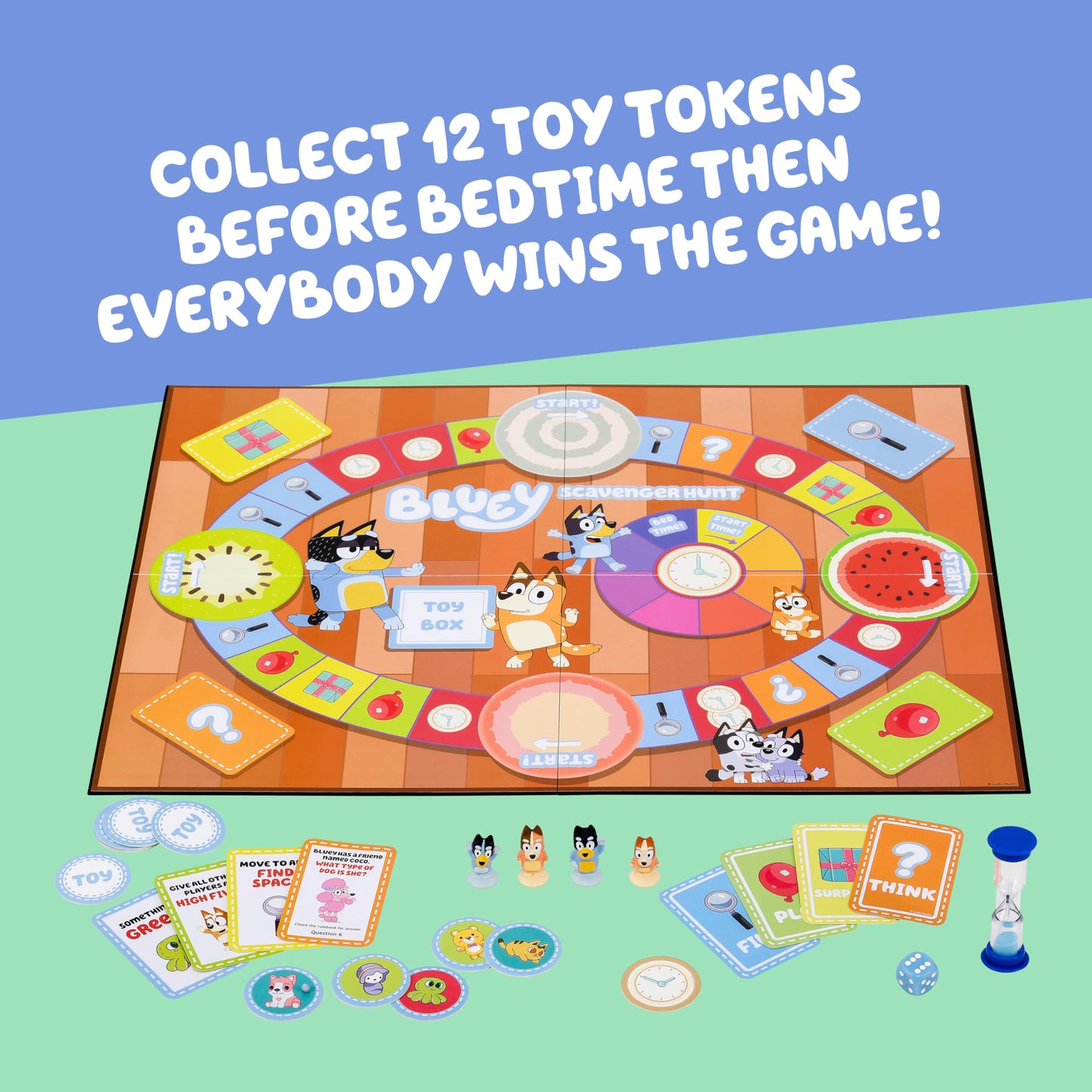 Bluey Scavenger Hunt Board Game | Cooperative Play with Exclusive Mini-Figures