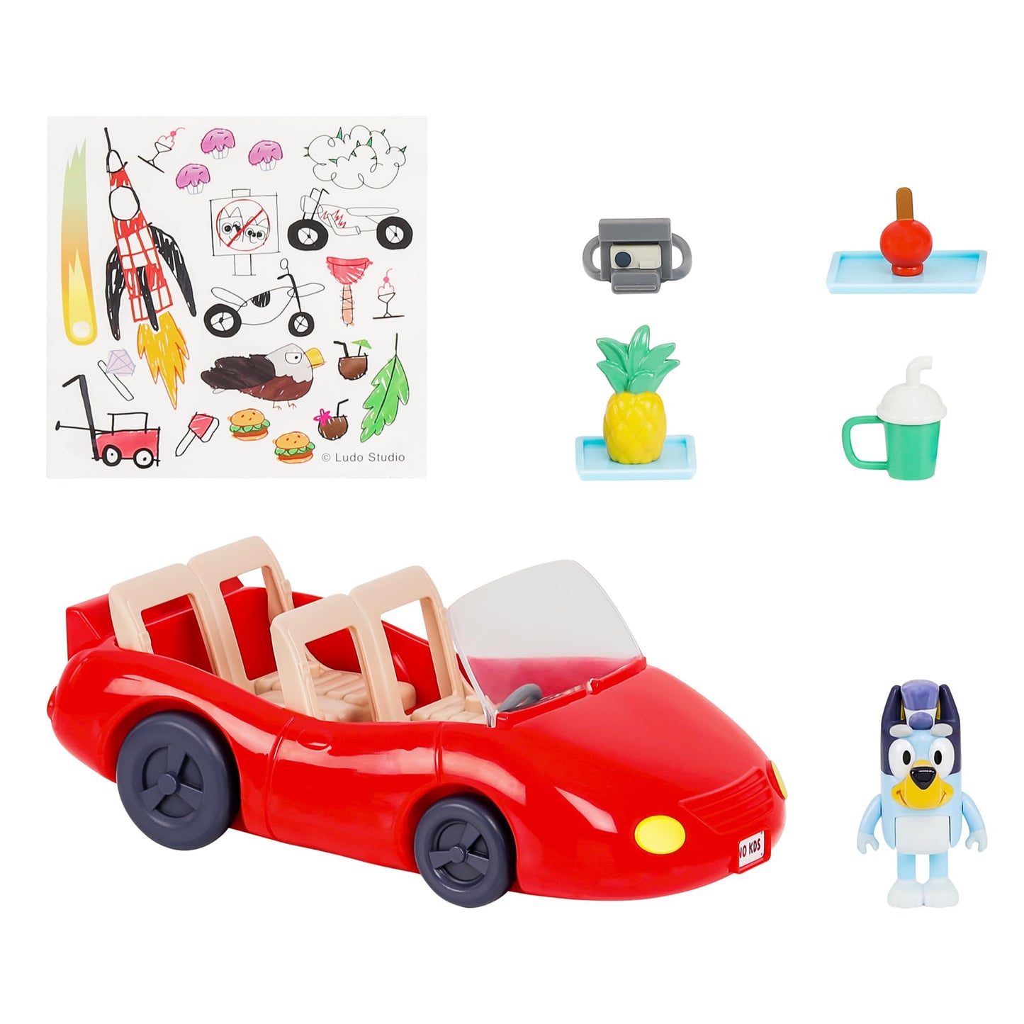 Bluey Escape Convertible Playset – 2.5-inch Figure, 4 Accessories, Toddler Car Toy