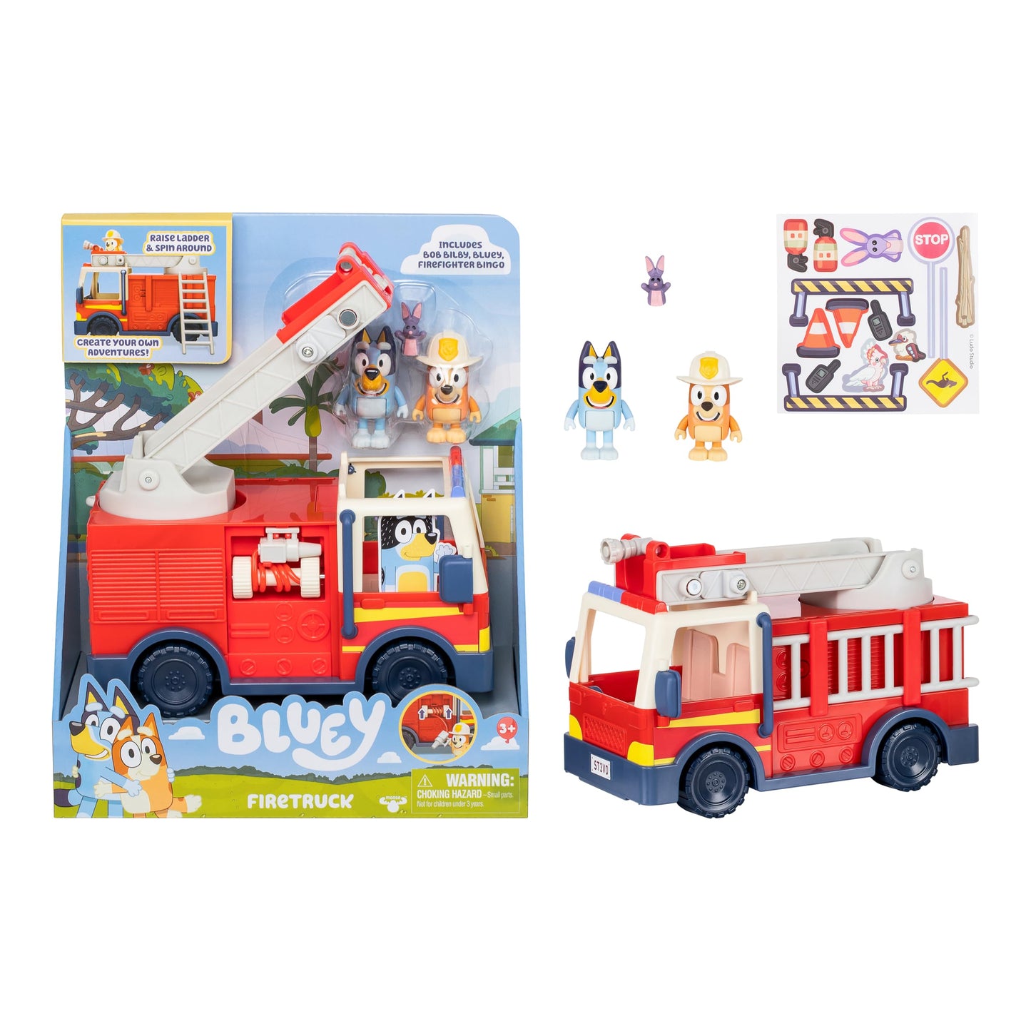 Bluey Firetruck Playset with Firefighter Bingo – Interactive Ladder & Hoses (Ages 3+)