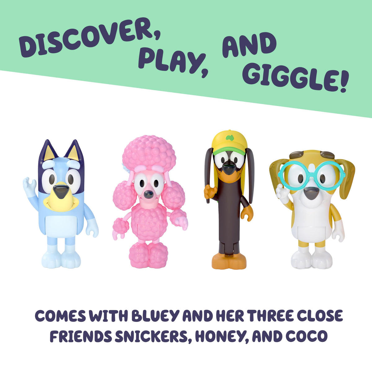 Bluey Friends Figurine Toys Pack of 4 – 2.5-Inch Articulated Figures