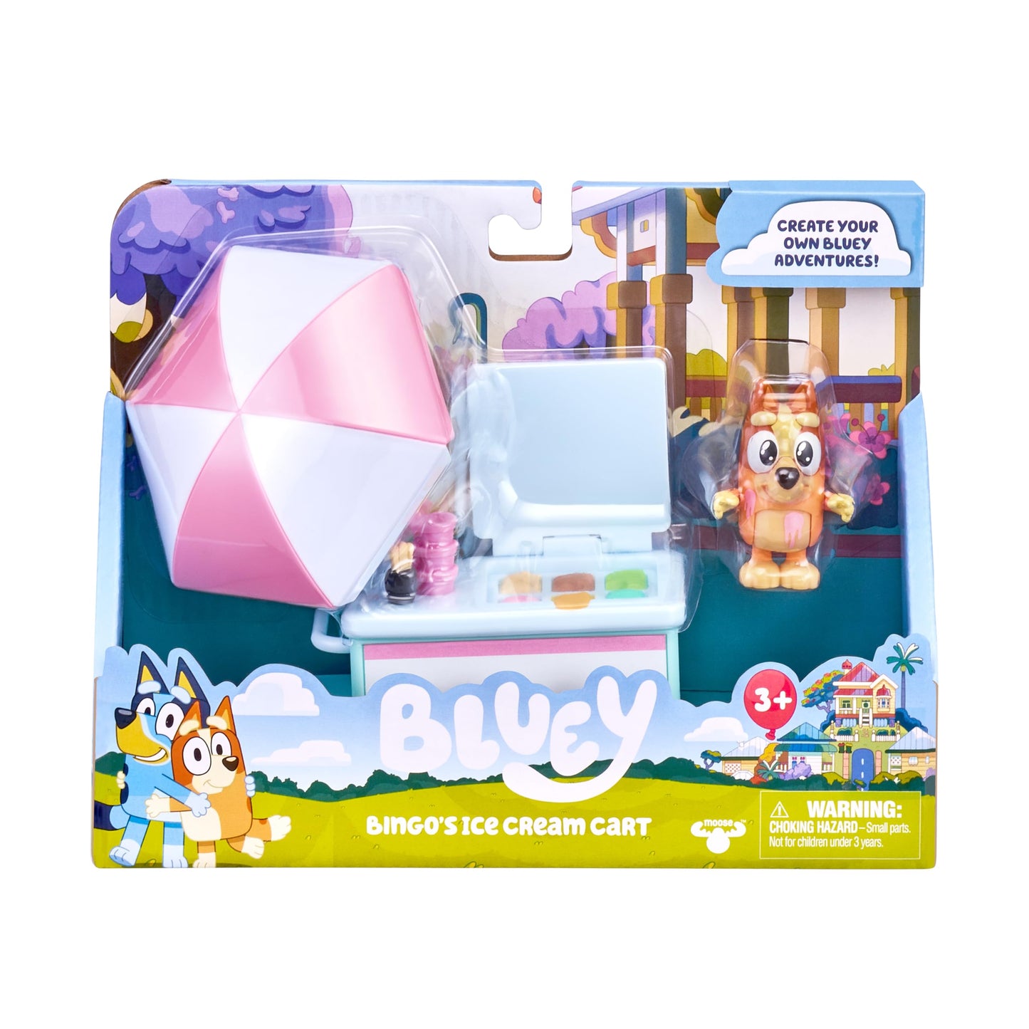Bluey Vehicle & Figures Ice Cream Cart Playset – Portable Ice Cream Truck with 2.5-Inch Bingo Figure