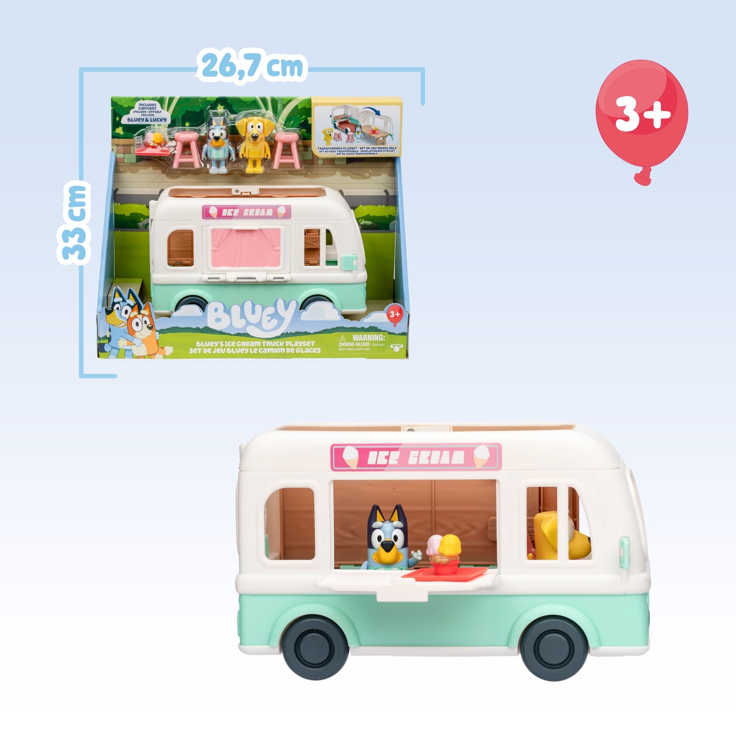 Bluey Ice Cream Truck Playset – Includes Friend Figurines, Stickers & Accessories | BLY85000
